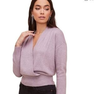 Revolve ASTR The label Wrap Front Lilac V-Neck Women's Sweater, Sz M
